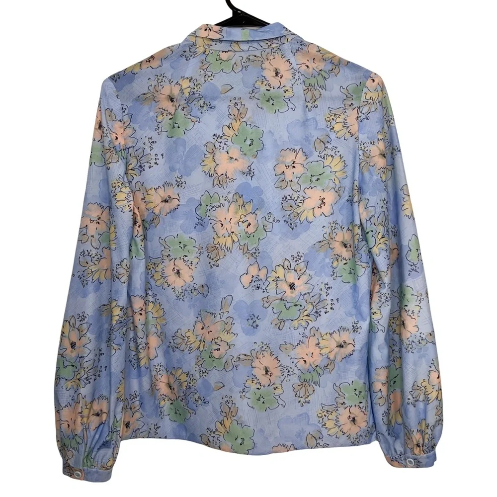 Vintage Floral Bow Tie Blouse - Picture 2 of 7